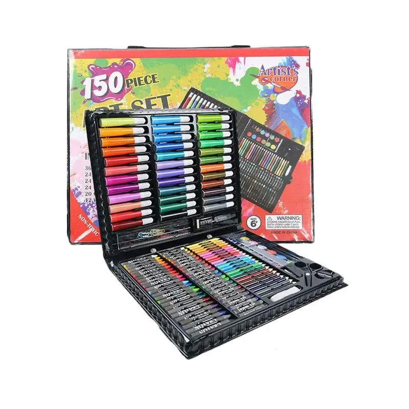 150-teiliges Künstler-Malset für Kinder, Studenten, Weihnachten, Geburtstag, Festival, Geschenk, Aquarellstifte, Zeichenset, Künstlerbedarf