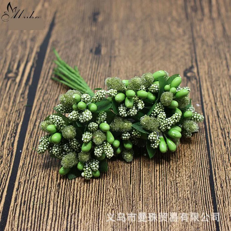 Faux Floral Greenery Candy Box Accessoires perlés avec feuilles de verre Core DIY Mori Femelle Guirlande Mticolor Petites Baies 144 Drop Deliv Otflm