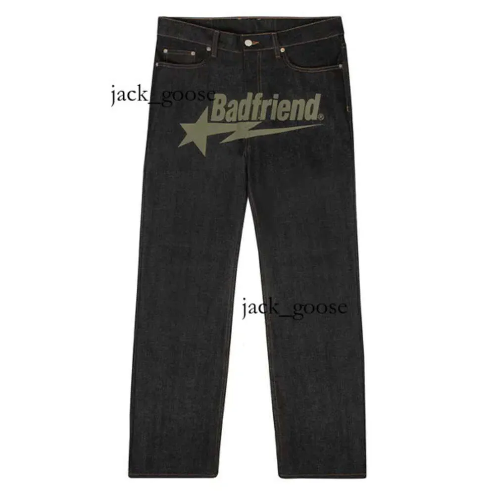 Jeans viola Bad Friend Jeans Badfriend Jeans Y2k Jeans Badfriend Hip Hop Lettera stampata Pantaloni neri Uomo Donna Moda Casual Rock Pantaloni larghi con piede largo 530