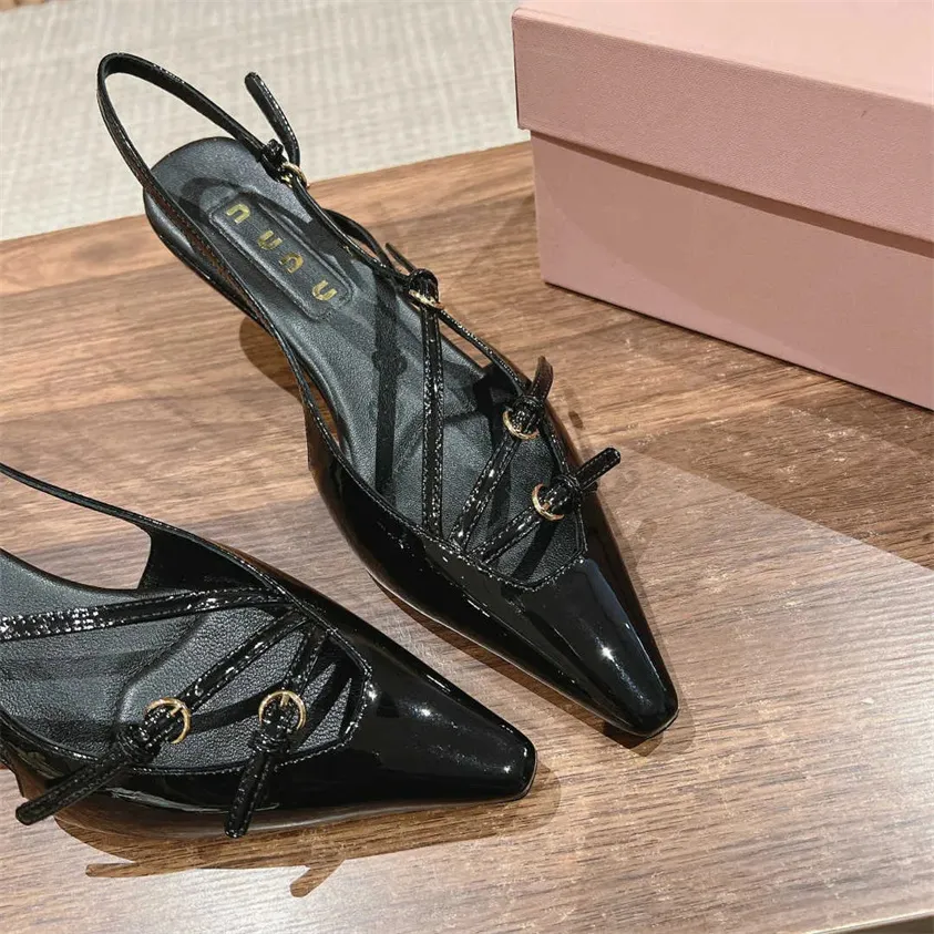 Классические туфли на высоком каблуке с открытой пяткой, туфли с неглубоким вырезом на шнуровке, сандалии на среднем каблуке, черные туфли, женские тапочки с резиновым кожаным ремешком на щиколотке