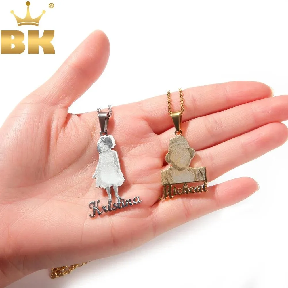 Ожерелья TBTK, позолоченное ожерелье с именем для детей, персональная фотография, портретная табличка с именем, кулон для семейных подарков