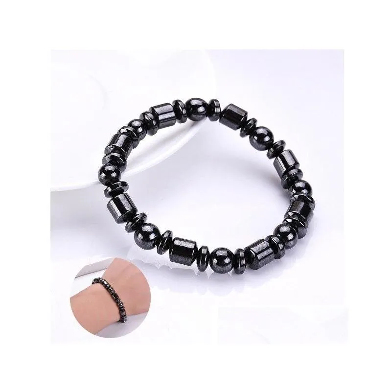 Party Favor Men Biomagnetic Mti-Shaped Natural Stone Black Magnetic Therapy Bracelet Health Hand Drop Delivery Home Garden Festive S Dh1Ek