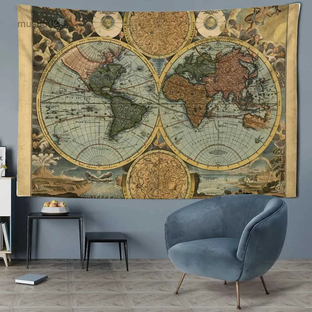 Tapestries Pirate Treasure Map Tapestry Wall Hanging Bohemian Beach Mat Polyester Thin Blanket Yoga Shawl Mat Blanket New