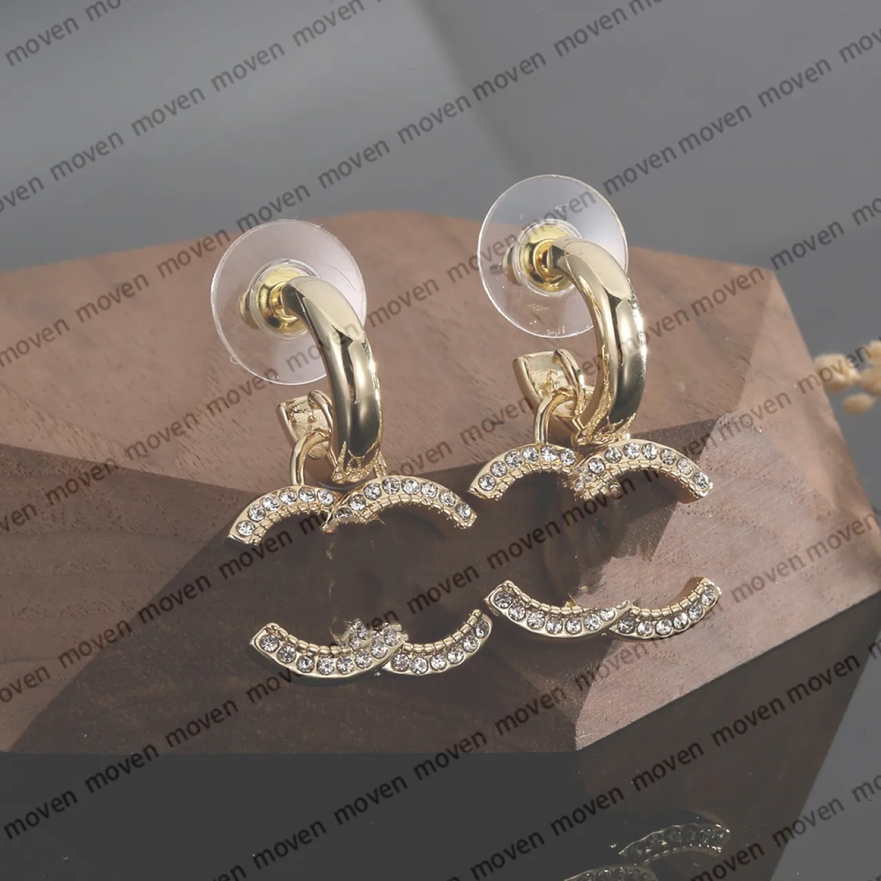 Toppkvalitetsmodehoppörhängen Stud Womens Silver Earring för Woman Designer Double Letter Stud med presentförpackning