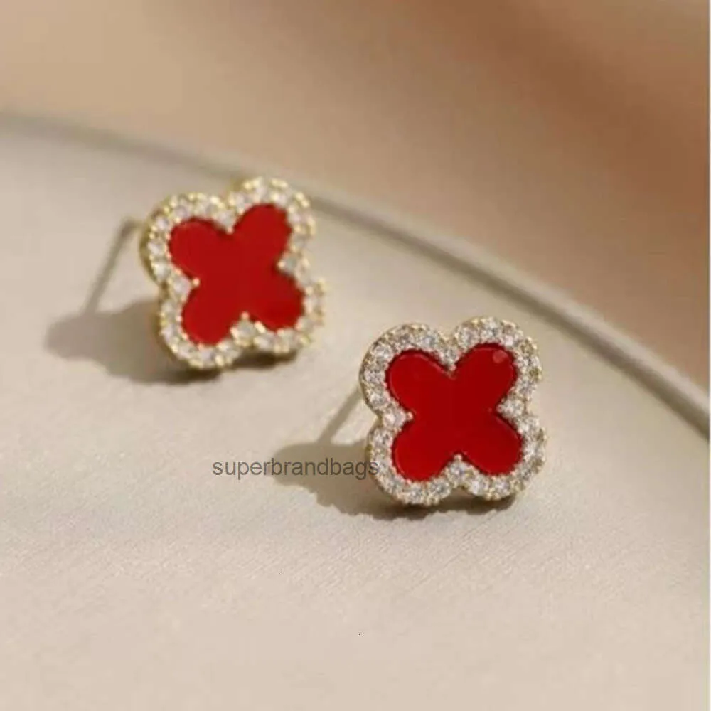 Designers jewels clover Red white green colorful four leaf clover new earrings high-end and simple fashion earrings internet celebrity temperament earrings