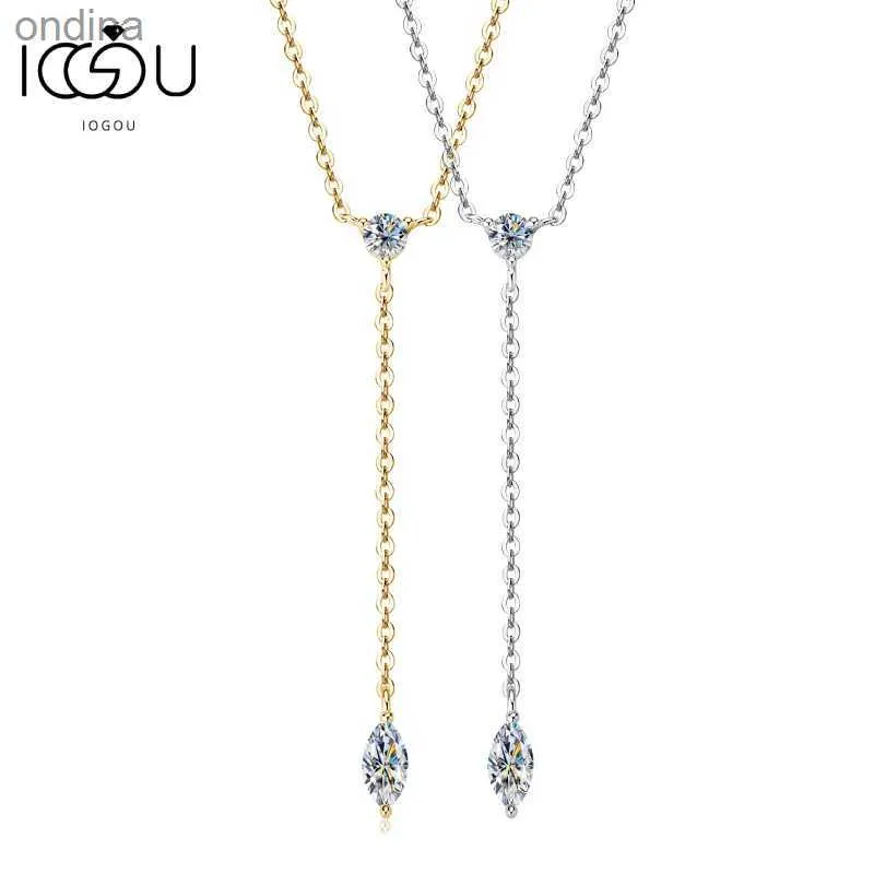 Pendant Necklaces IOGOU Moissanite Y-Shape Necklaces for Women Marquise Cut 3x6mm 3mm Round Cut Diamond Pendant Silver 925 Accessories Jewelry YQ240124