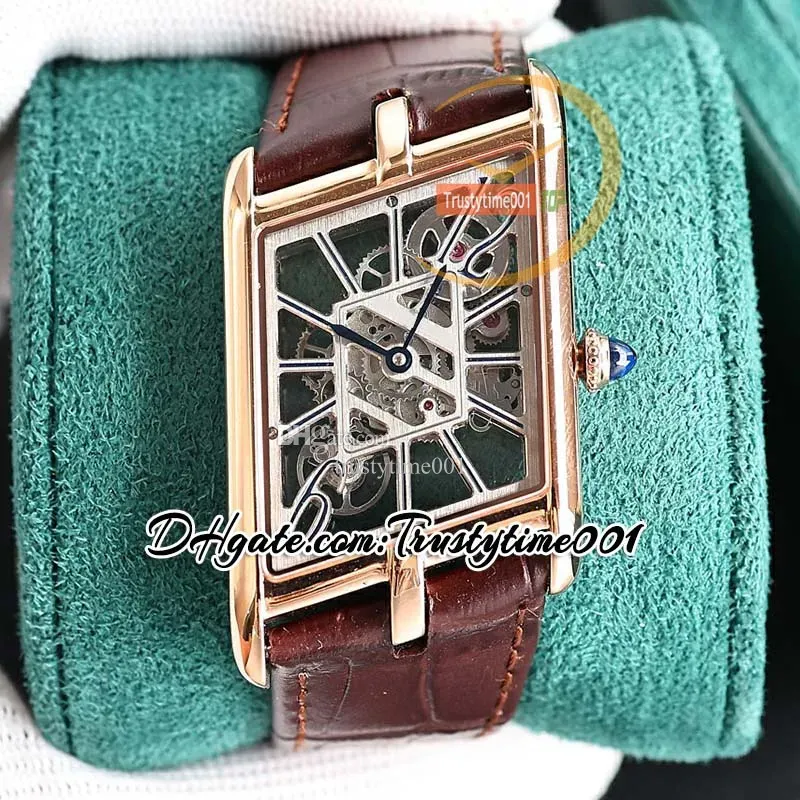 Wiss Wiss Ronda 4S20 Quartz Maestro Watch Rose Gold Case ، Dial Skeleton ، حزام جلدي أزرق Super Edition بواسطة TWF TW0011 من TrustyTime001 ،