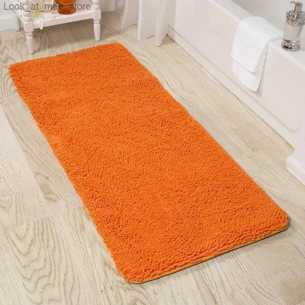 Tapis de salle de bain en moquette 58 pouces par 24 pouces avec support antidérapant - Tapis de salle de bain absorbant en chenille à poils longs Livraison gratuite Tapis Q240123