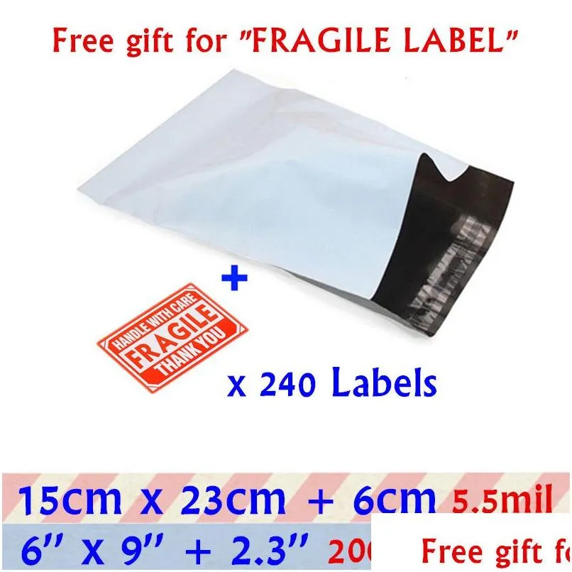 Sacs d'emballage en gros 15x23 cm blanc petit emballage enveloppe sac 6x9 gris adhésif auto-adhésif Poly Mailer enveloppes en plastique Mailing D Dhh6W
