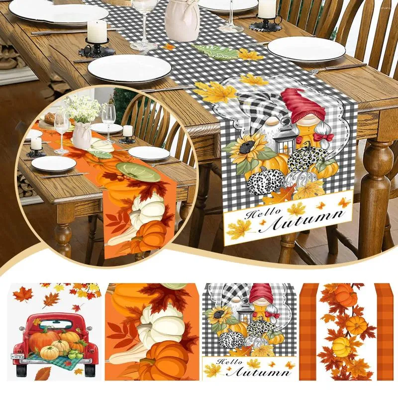 テーブルクロスフォールテーブルクロス72x13インチ感謝祭の秋のカボチャオレンジ色のパーティーイベントの椅子のイベントのカバー
