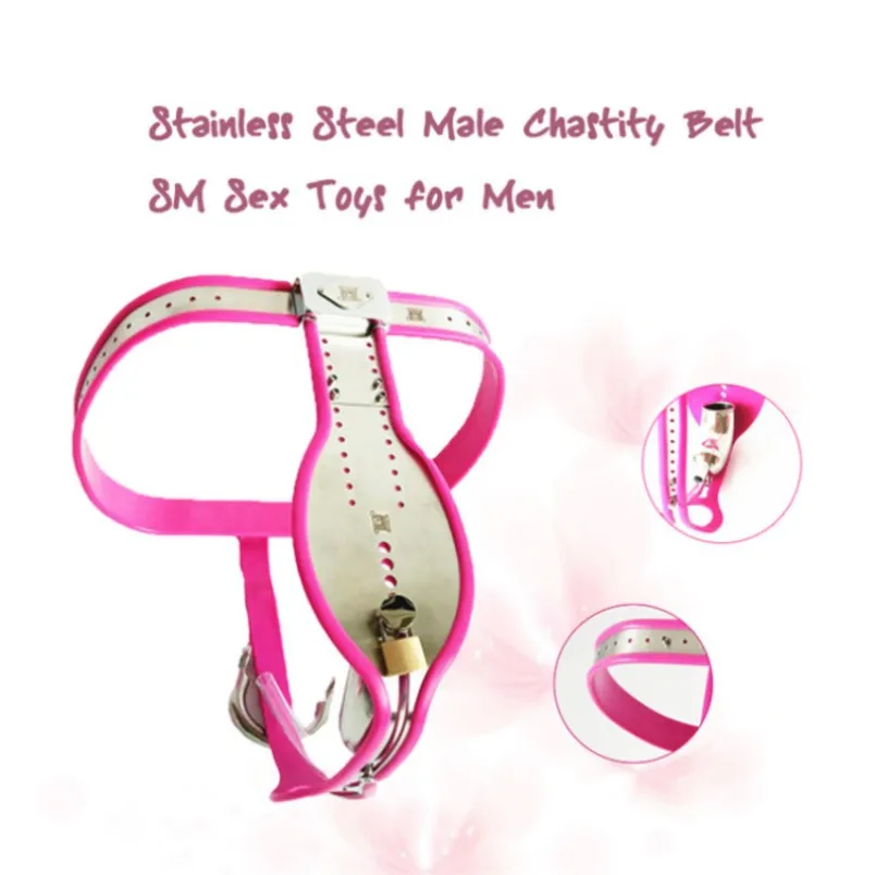 Male Chastity Belts Heart-Shaped Bondage Device With Removable Anal Plug Chastity Cage Virginity Pants Black Pink Sex Toys For Men G7-4-95 632