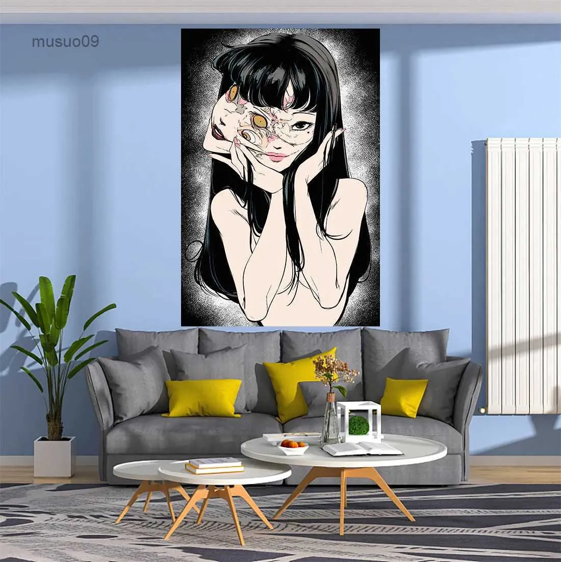 Tapestries Horror Anime Tomies Tapestry Junji Ito Collection Print Affischer Vintage Room Bar Cafe Decor Diy Art Wall Painting