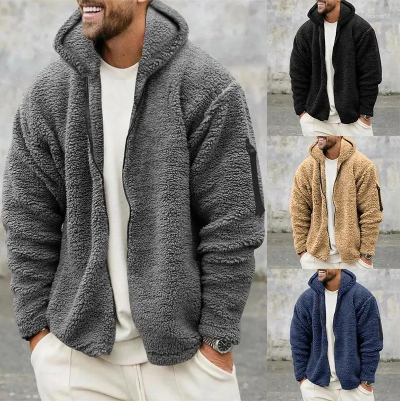 Men's Jackets 2024 Overcoat Autumn And Winter Double-faced Velvet Warm Jacket Solid Color Baggy Hooded Casual Coat