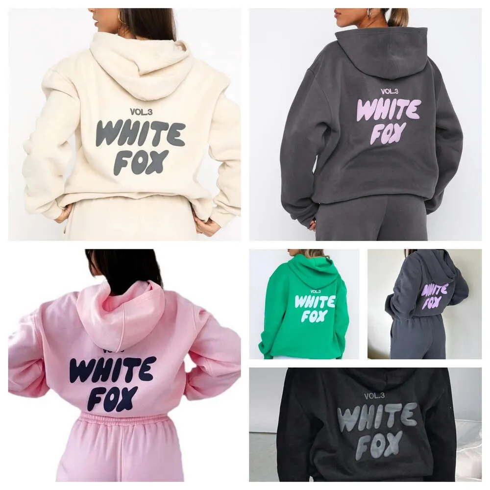 İlkbahar Sonbahar ve Kış Kadınları Hoodies Yeni Şık Sporları Gevşek ve Basit Kapüşonlu Peluş Peluş Kalın Uzun Kollu Kapüşonlu Kadınlar Beyaz Fox CM