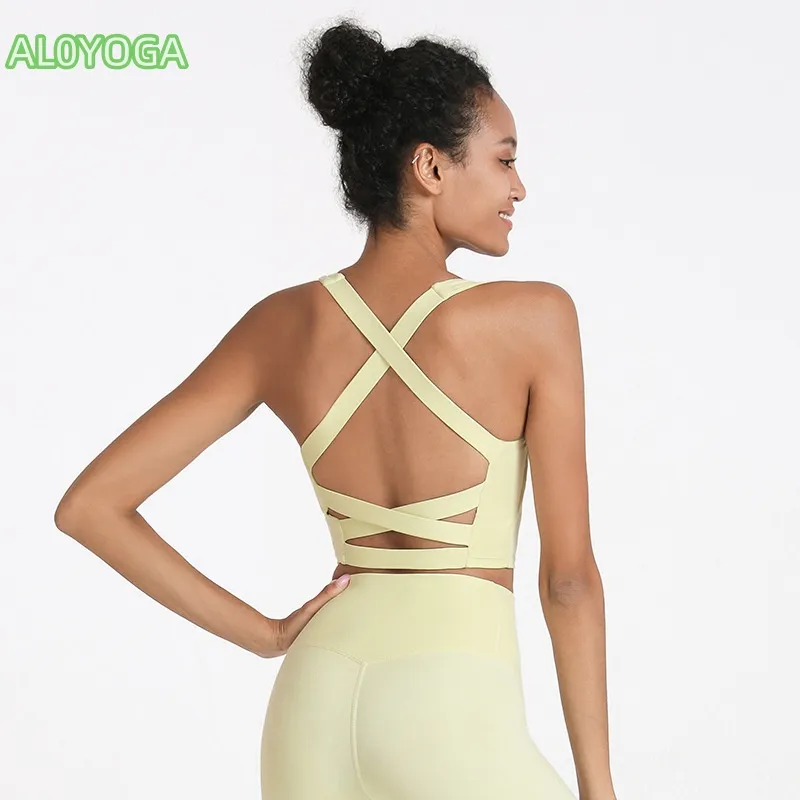 AL0YOGA-35 Kvinnor Yoga Summer Fashion Women's Yoga Underwear Five-Color Double Cross Stuff Sexig Sports BH Fitness Running Shaping