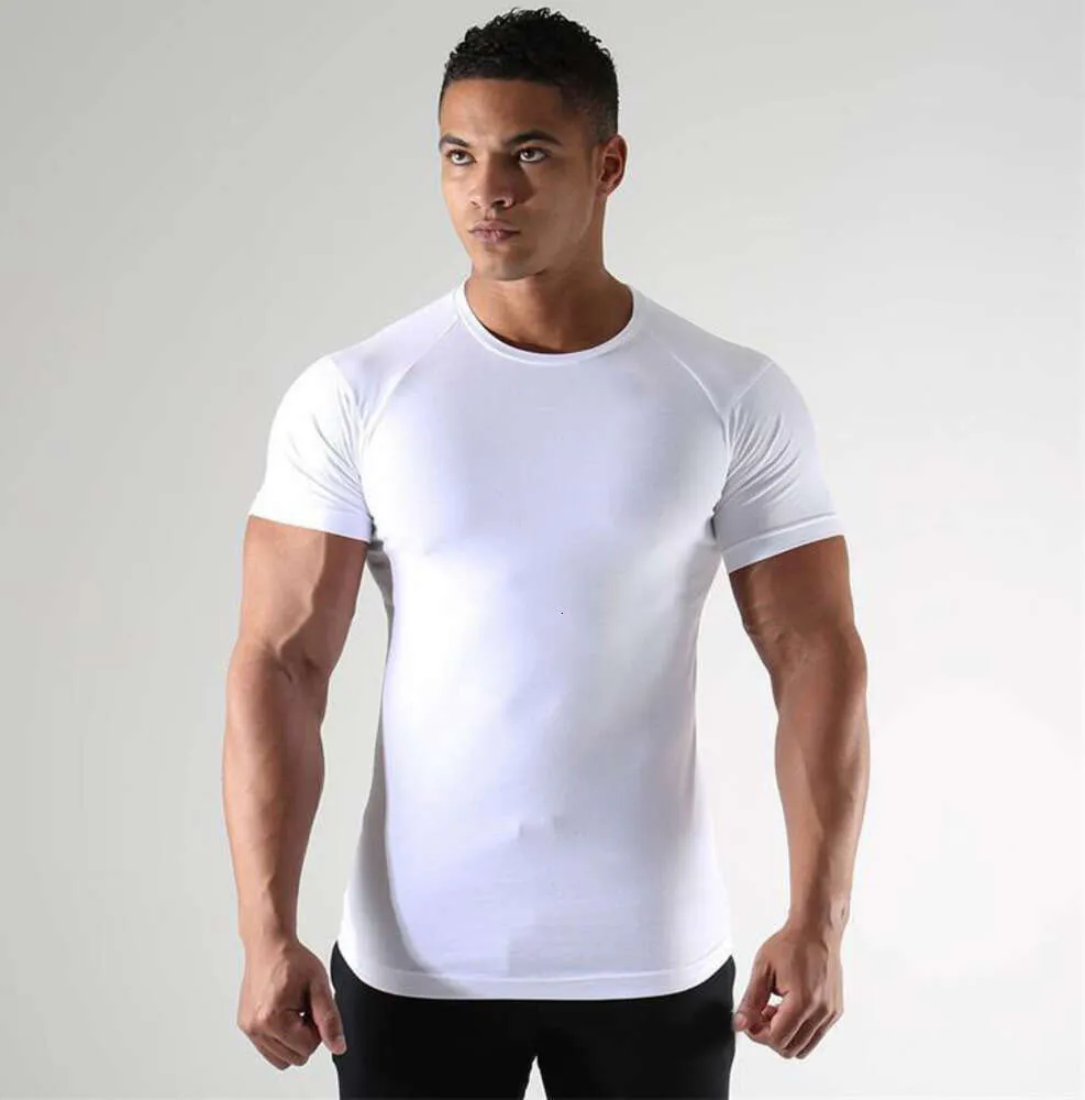 Muscle new men's equipment training short sleeve brothers sports gym trainer basketball sweat wicking fast drying tights luxury brand t shirt