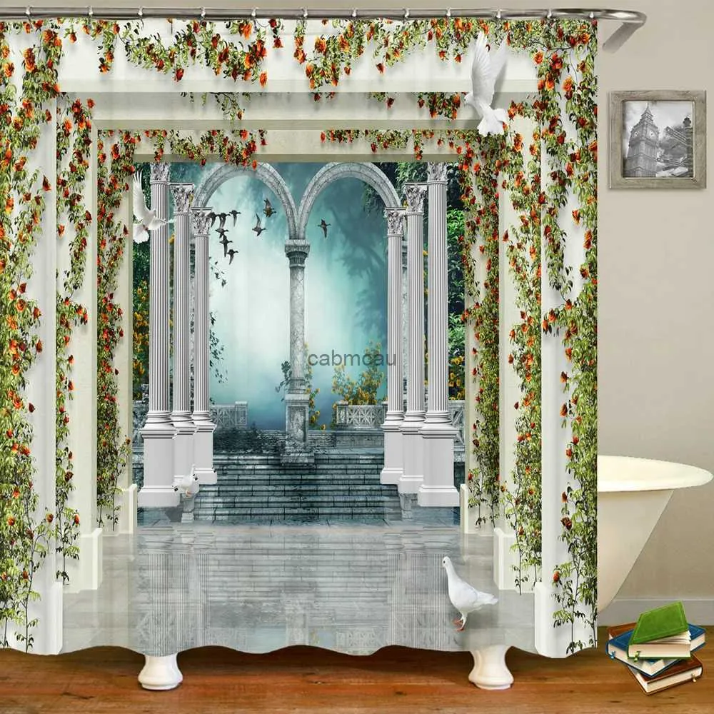 Занавески для душа в европейском стиле Венецианский пейзаж Набор занавесок для душа Водонепроницаемые шторы для ванной комнаты Ткань для ванной Домашний декор Экран для ванны с