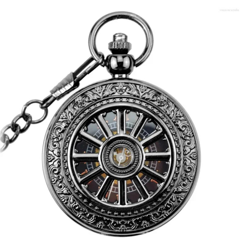 Montres de poche vintage Steampunk squelette pour hommes, montre à mouvement mécanique avec chaîne FOB, joli cadeau de noël