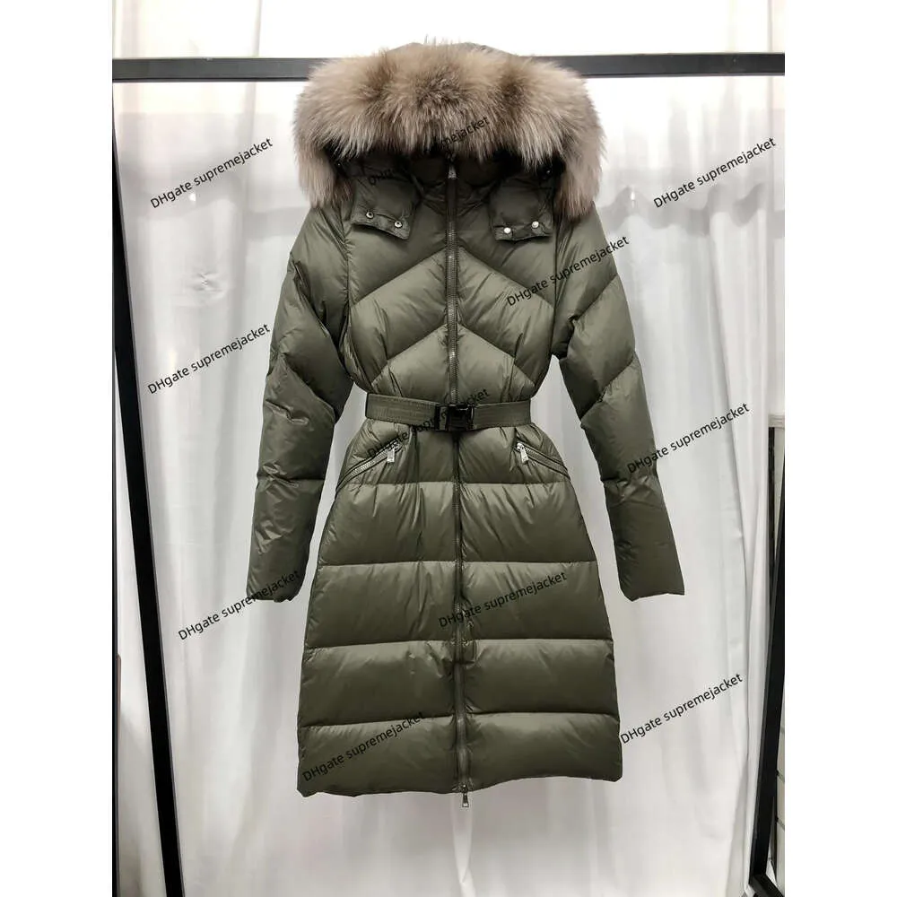 Fall Winter Down jacket Mon New Women's Long Hooded White Goose Down Jacket Luxury Oversized Fox Fur Collar Keeps Warm and Thickened Coat