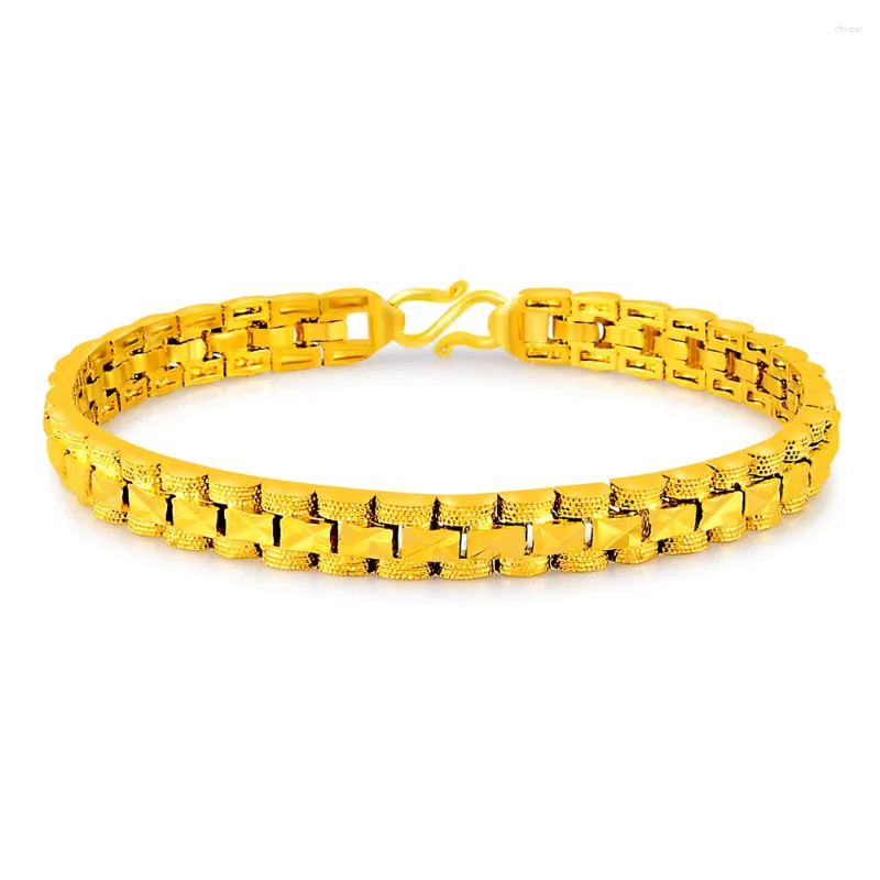 Braccialetti con ciondoli Bracciale in oro giallo 24 carati placcatura 6MM20CM regalo di gioielli da sposa per donna
