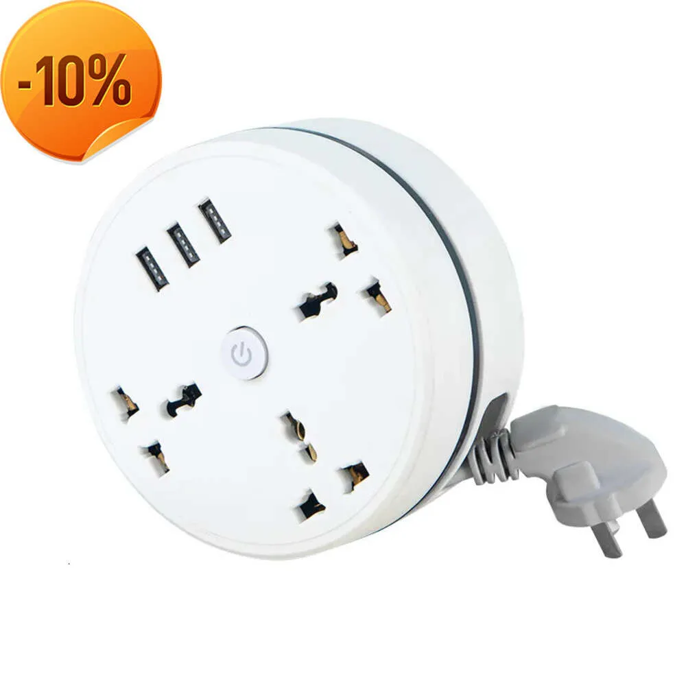 Nya andra hushållsapparater EU US UK AU Plug Round Universal Power Strip Portable Extension Cord Socket Plug med 3 USB Phone Charger Cable Smart Home