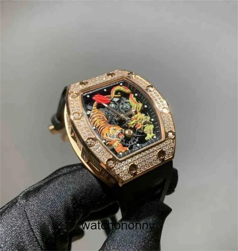 Montres multifonctions Superclone Montre-bracelet Designer Montre mécanique de luxe pour hommes Riccha Miilles Montre mécanique à volant d'inertie Dragon Tiger pour hommes