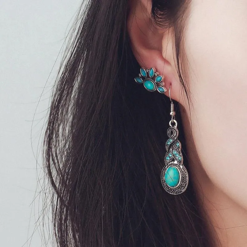 Stud Oorbellen NCEE Bohemian Dangle Drop Voor Vrouwen Vintage Turquoise Kwastje Etnische Retro Hanger Oorhaak Strand Party Sieraden Cadeau