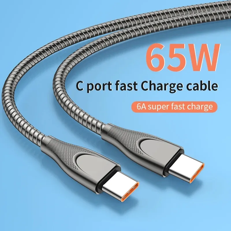 65W USB C〜USB C TYPE-Cケーブル5A高速充電データケーブルアルミニウム合金電話Samsung Xiaomi 0.3m/1m/2m用クイック充電器データラインワイヤーコード