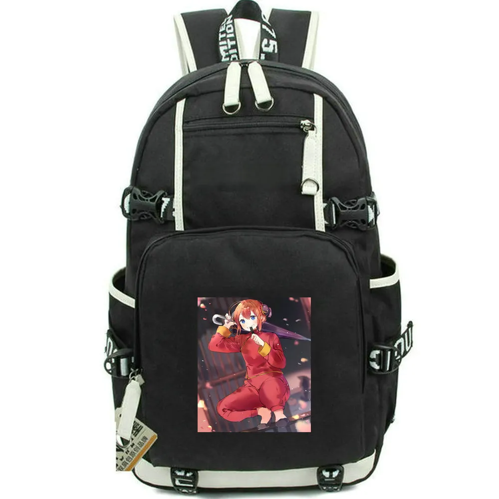 Mochila Kagura Mochila Gintama Líder Bolsa escolar de desenho animado Mochila escolar casual Mochila escolar para computador