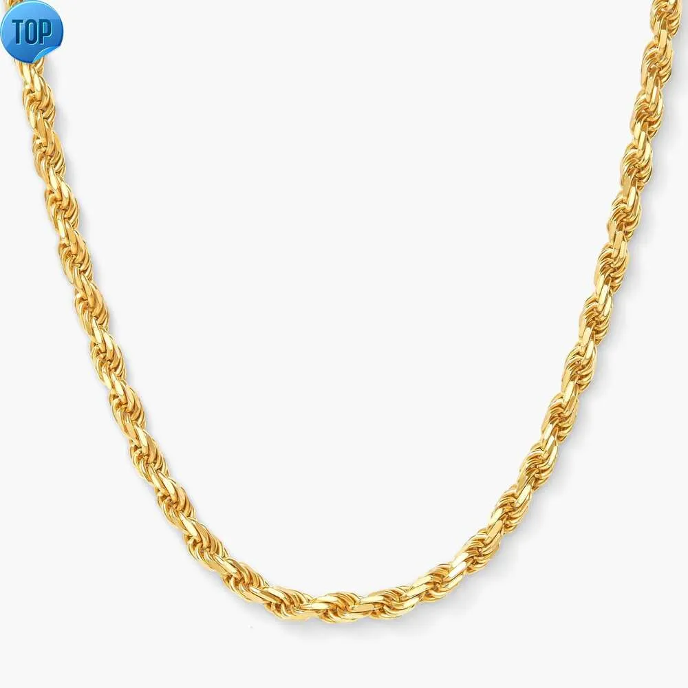 AU750 2.5mm Twisted Rope Chain 18k Solid Gold Rope Chain for Men