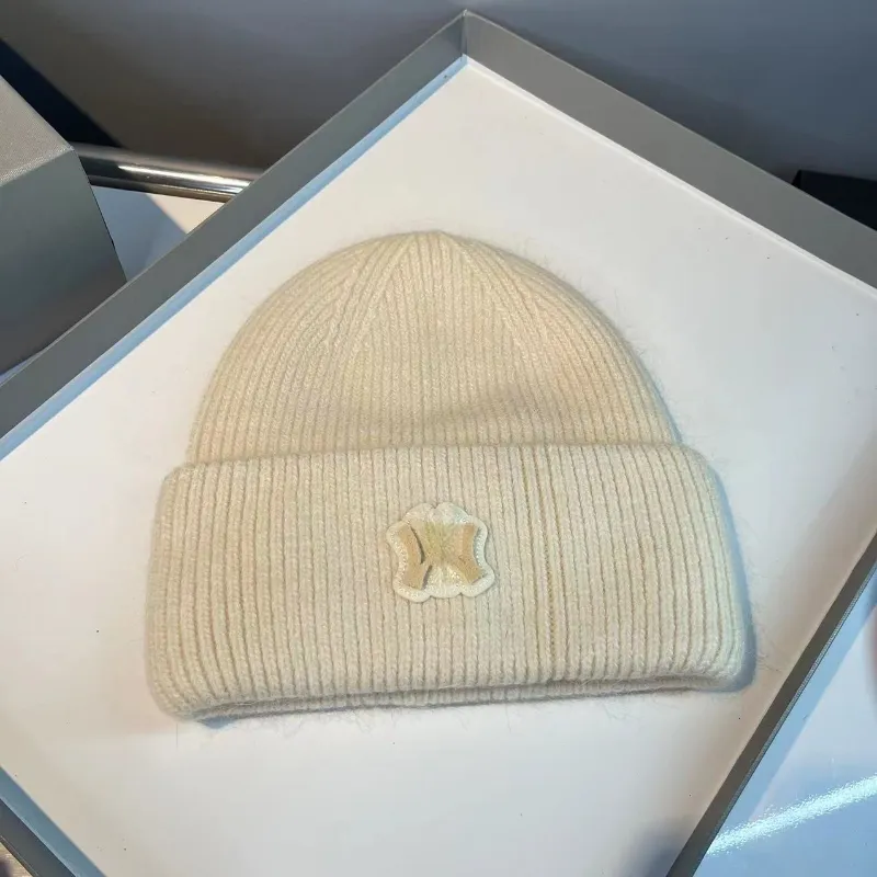 Unisex deisgner beanies plysch bokstav ull hatt koreansk avslappnad dubbel stickad kanin hår hatt varm hatt kall hatt 11-15