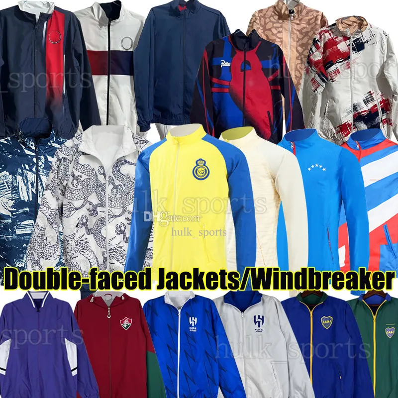 23/24 RONALDOS MBAPPE SOCCER SET TRACKSUITS Tvåsidig vändbar jacka dubbel ansikte vindbrytare hoodies Bellingham Haaland mans städer CFC Enzo Kane Winter Coat