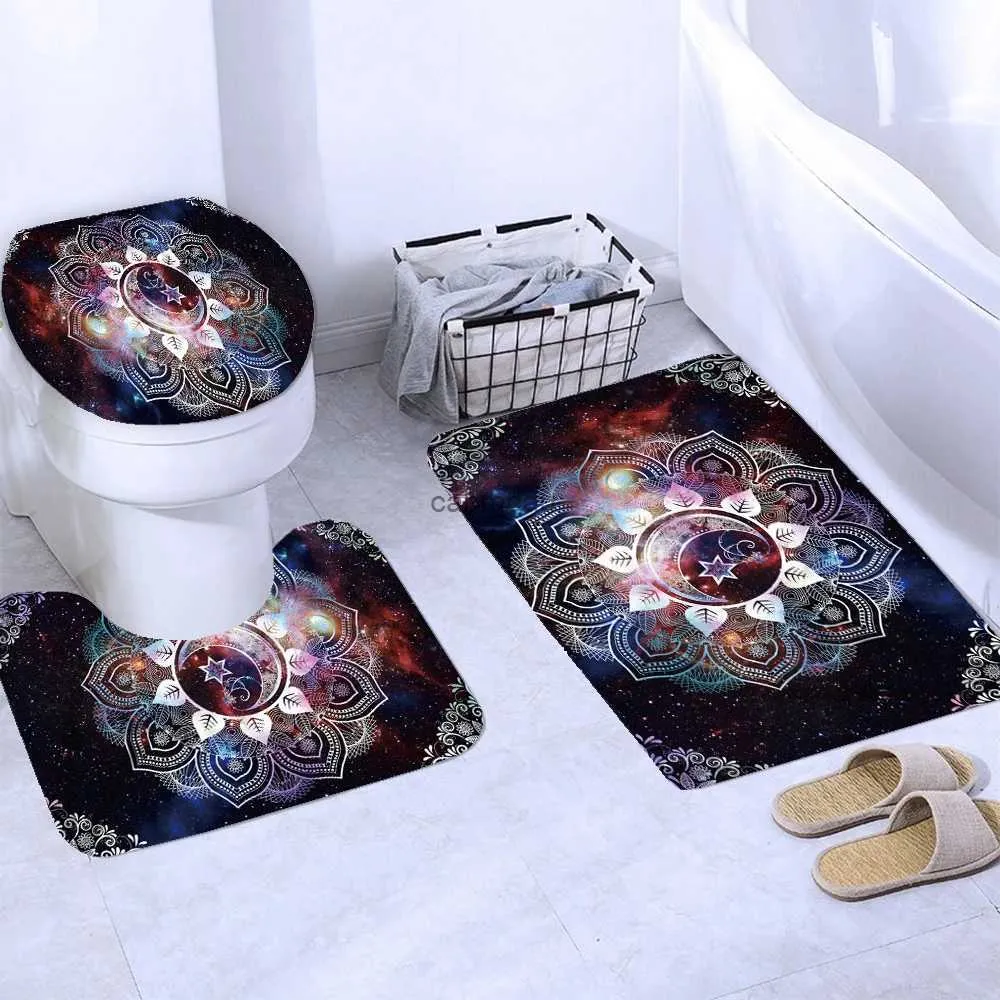 Shower Curtains Mandala Bohemia Printed Shower Curtain Set Bathroom Bathing Screen Anti-slip Toilet Lid Cover Carpet Rugs Kitchen Home Decor