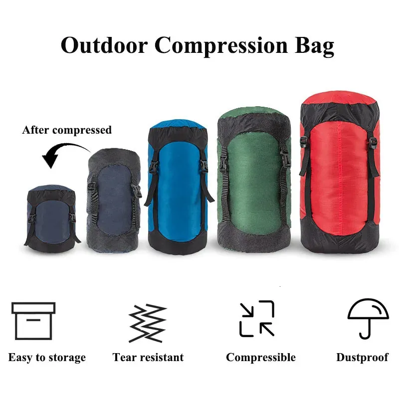 Outdoor Waterproof Sleeping Bag Compression Stuff Sack Camping Storage Compression Bag Sack for Backpacking Travel Hiking 240119