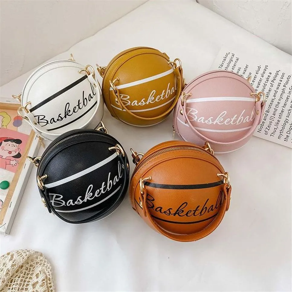 2021 Ball -Geldbörsen für Teenager Frauen Umhängetaschen Crossbody Kettenhandbeutel Persönlichkeit weiblicher Leder rosa Basketballbag254n