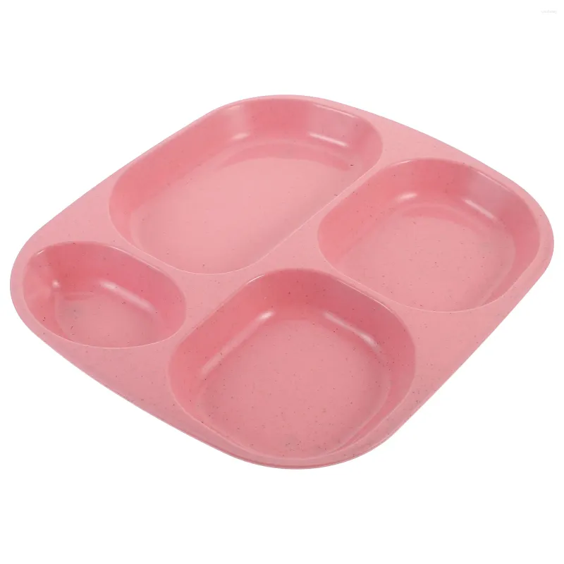 Dinnerware Sets Unbreakable Divided Plates Kids Adults Portion Control 4 Compartment Wheat Straw Lunch Tray Separate Snack