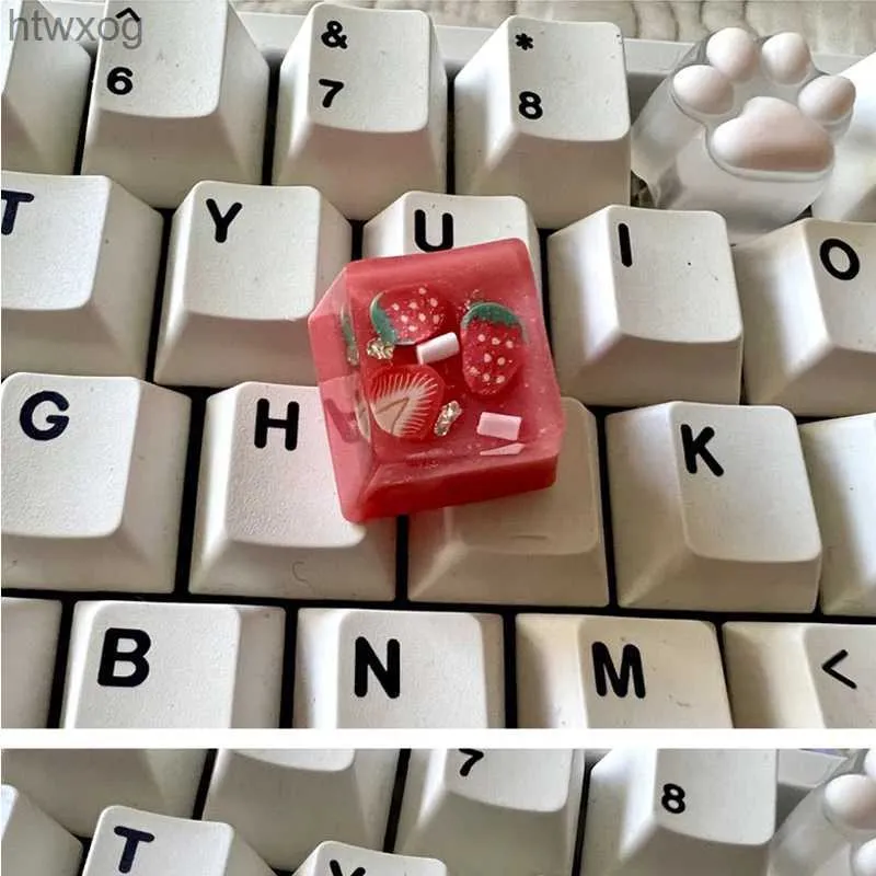 Tangentbord Ny tangentkapt Personlighetsdesign Fruktharts Keycap för Cherry MX Switch Mechanical Gaming Keyboard Strawberry KeyCaps 1PC YQ240123