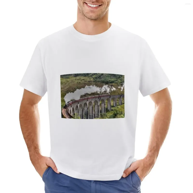 Polos Polos Jakobite Steam Train Glenfinnan Walduct Scotland. T-shirt vintage ubrania Czarni szybko suszące T koszule mężczyźni