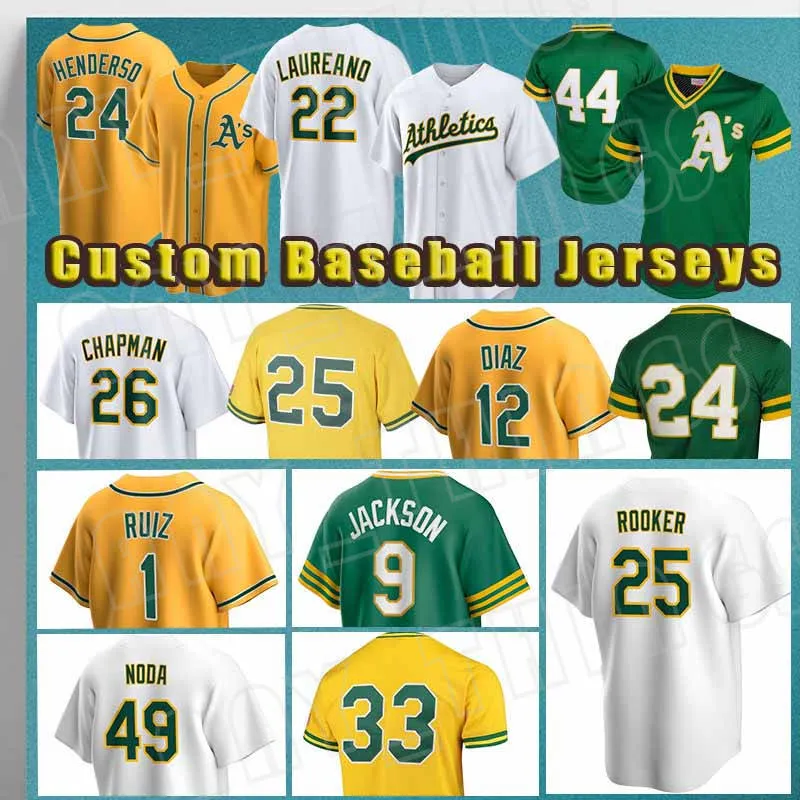 44 Reggie Jackson 6 Aledmys Diaz Baseball Jersey 25 Brent Rooker 24 Rickey Henderson 49 Ryan Noda 1 Esteury Ruiz 64 Ken Waldichuk 61 Zach Jackson 33 JJ Bleday 2 Nick Allen