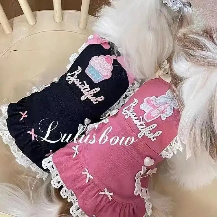 Hondenkleding Schattig huisdier Denim Kanten bandrok Kattenkleding Teddy Kleine lente/zomer Prinsesstijl Puppy