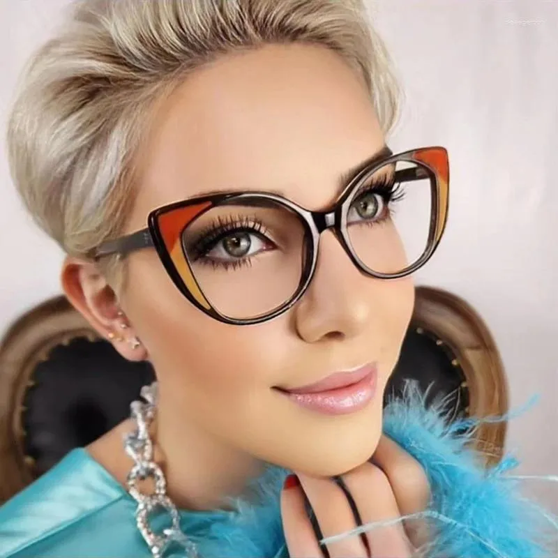 Montature per occhiali da sole 2024 Moda Patchwork Colore Cat Eye Occhiali da donna Vintage Optical Anti-blu Occhiali da vista Cornice femminile Oculos Gafas