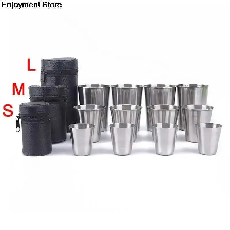 Camp Kitchen 30 ml/70 ml/170 ml utomhus camping kopp bordsredskap resekoppar set rostfritt stål täckmugg dricka kaffete öl med fall yq240123