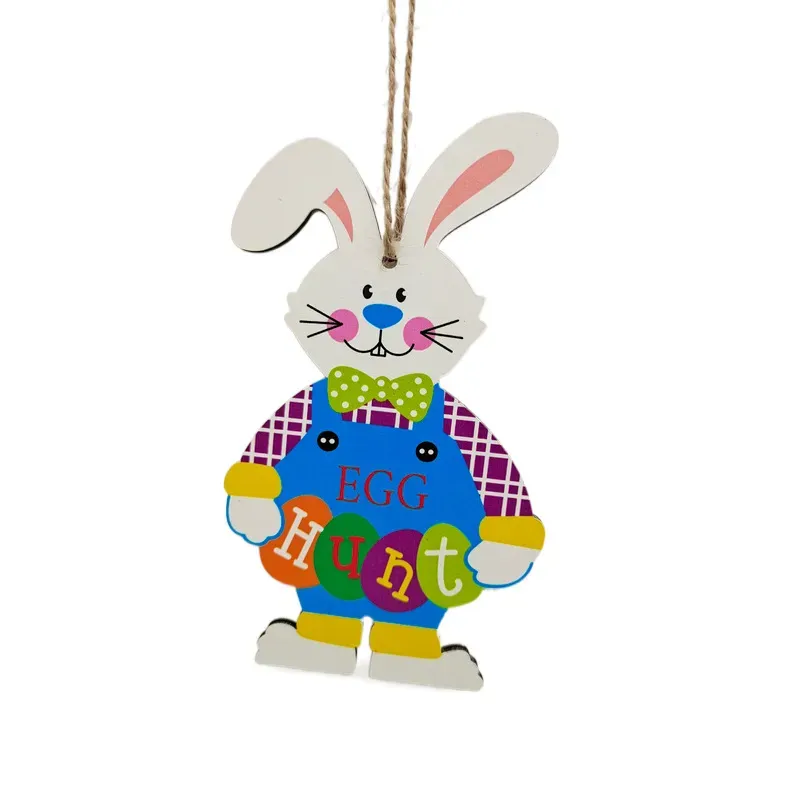 party decoration Easter Wooden Hanging Ornaments, Bunny Rabbit Themed Tags for Home Wall Tree Hanging Decor