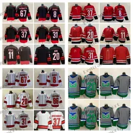 Mens 37 Andrei Svechnikov Hockey Jerseys 20 Sebastian Aho 11 J Staal 86 Teuvo Teravainen 31 Frederik Andersen 8 Brent Burns 67 Max Pacioretty Black Red Stitched Shirt