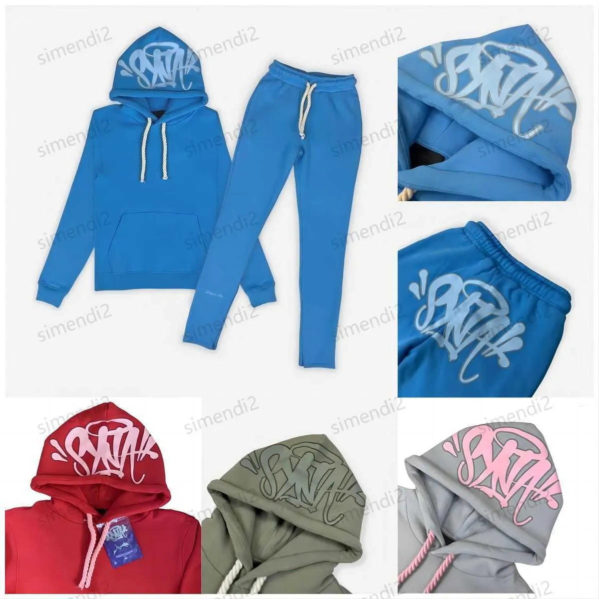 Sweats Survêtements Pour Hommes Streetwear Synaworld Y2K Sweat À Capuche Pantalon De Survêtement Deux Pièces Lettres Broderie Baggy Ensemble Sportswear