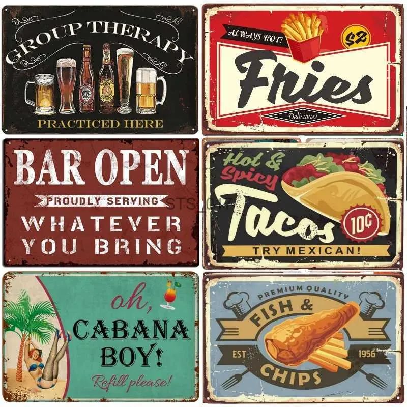 Metal Painting Vintage Menu Beer Metal Tin Signs Wall Art Decor Posters Home Fast-food Restaurant Cafe Shop Bar Club Office Iron Plate Painting