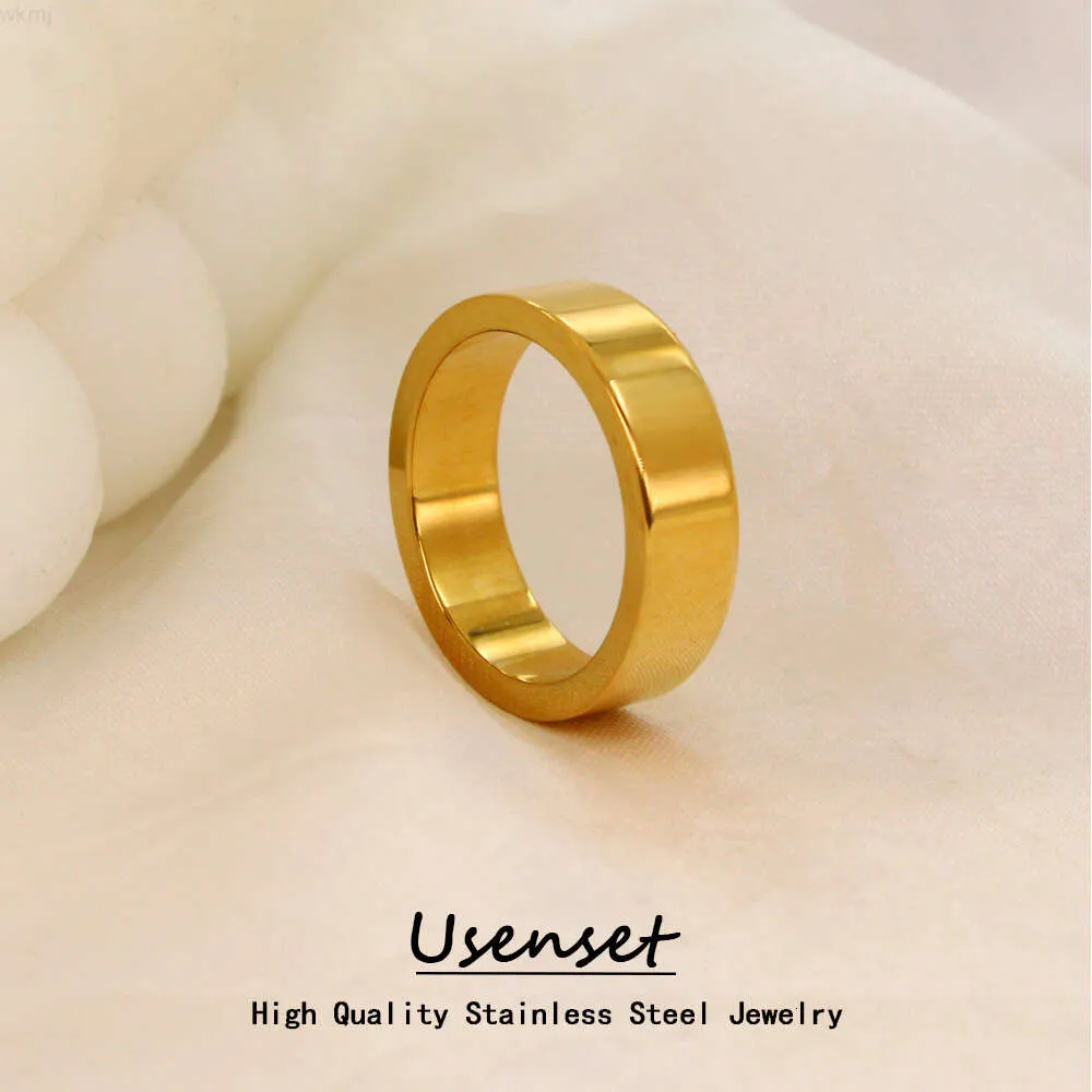 Usenset 4 mm 6 mm klassischer polierter hochwertiger Edelstahl-Ring, schlicht, für Männer und Frauen, Paar, Geschenk, stilvoller Schmuck, wasserdicht