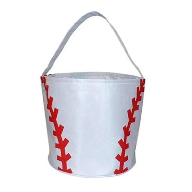 Basketball Easter Basket Sport Canvas Totes Football Baseball Soccer Softball Buckets Storage Bag Kids Candy Handbag sea shipping