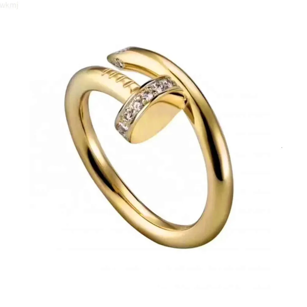 Hochwertiger, luxuriöser, berühmter Markendesigner-Schmuck-Love-Nagel-Ring mit Diamanten, Zirkonen, 18 Karat vergoldeter Edelstahlring