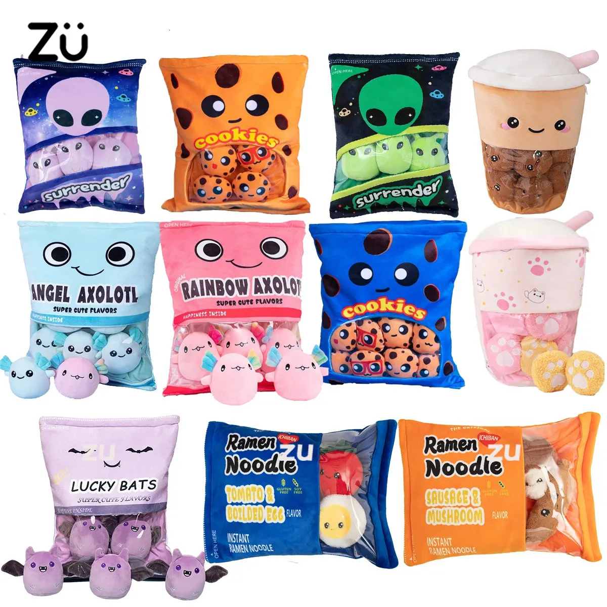 ZU Un sacchetto di snack Cuscino Biscotti Bignè Peluche Bambini Bambino Compleanno Regalo di Natale Peluche Koala Axolotl Abbraccio Cuscino 240123